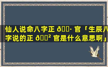 仙人说命八字正 🌷 官「生辰八字说的正 🌲 官是什么意思啊」